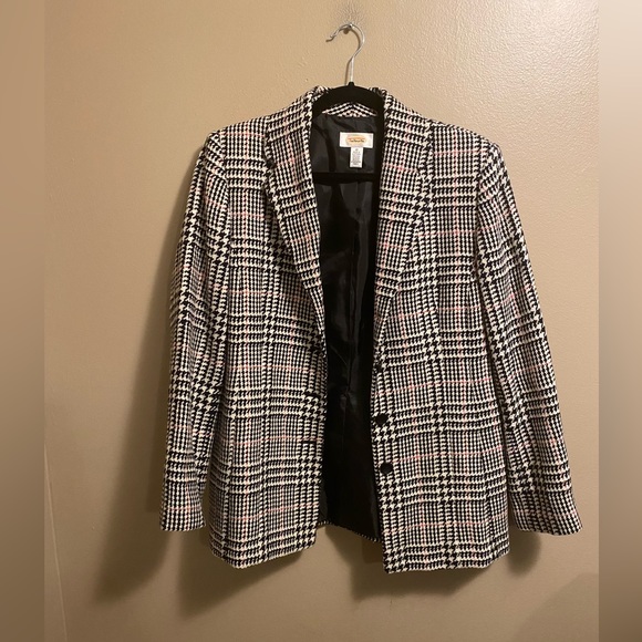 Vintage 90s Houndstooth Oversized Suit Jacket Blazer - Picture 5 of 10